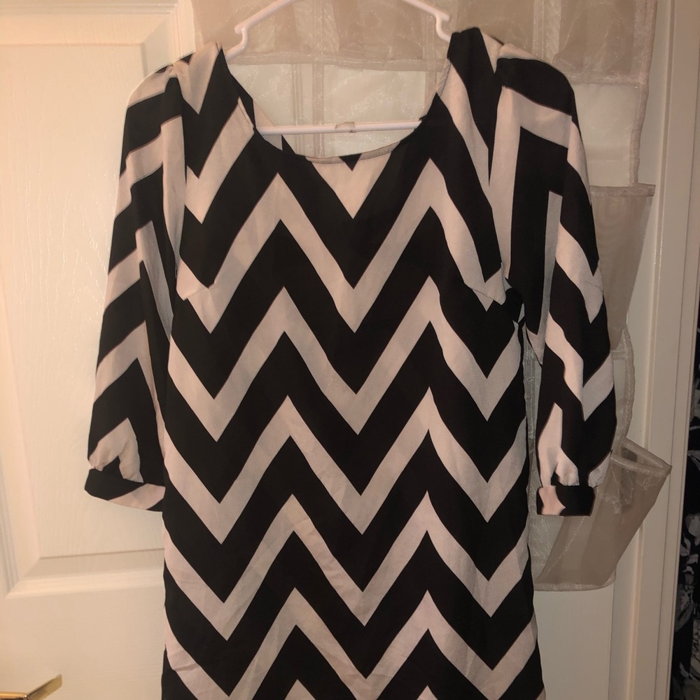 Black & White Chevron Shift Dress